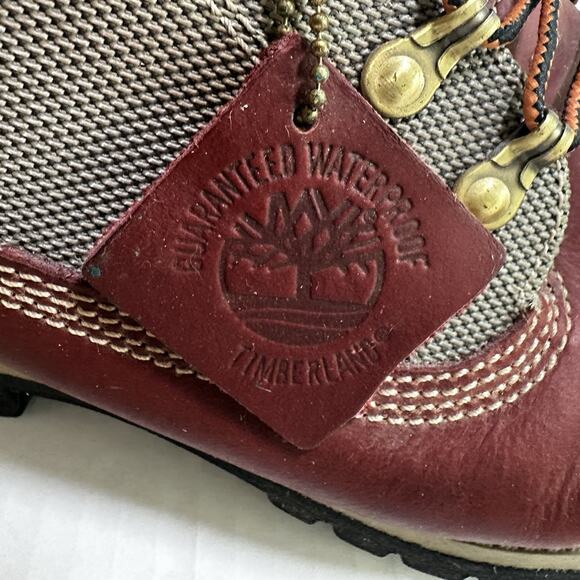 Timberland Converge Waterproof Burgundy Leather/Canvas Field Boots sz 9M main image 5